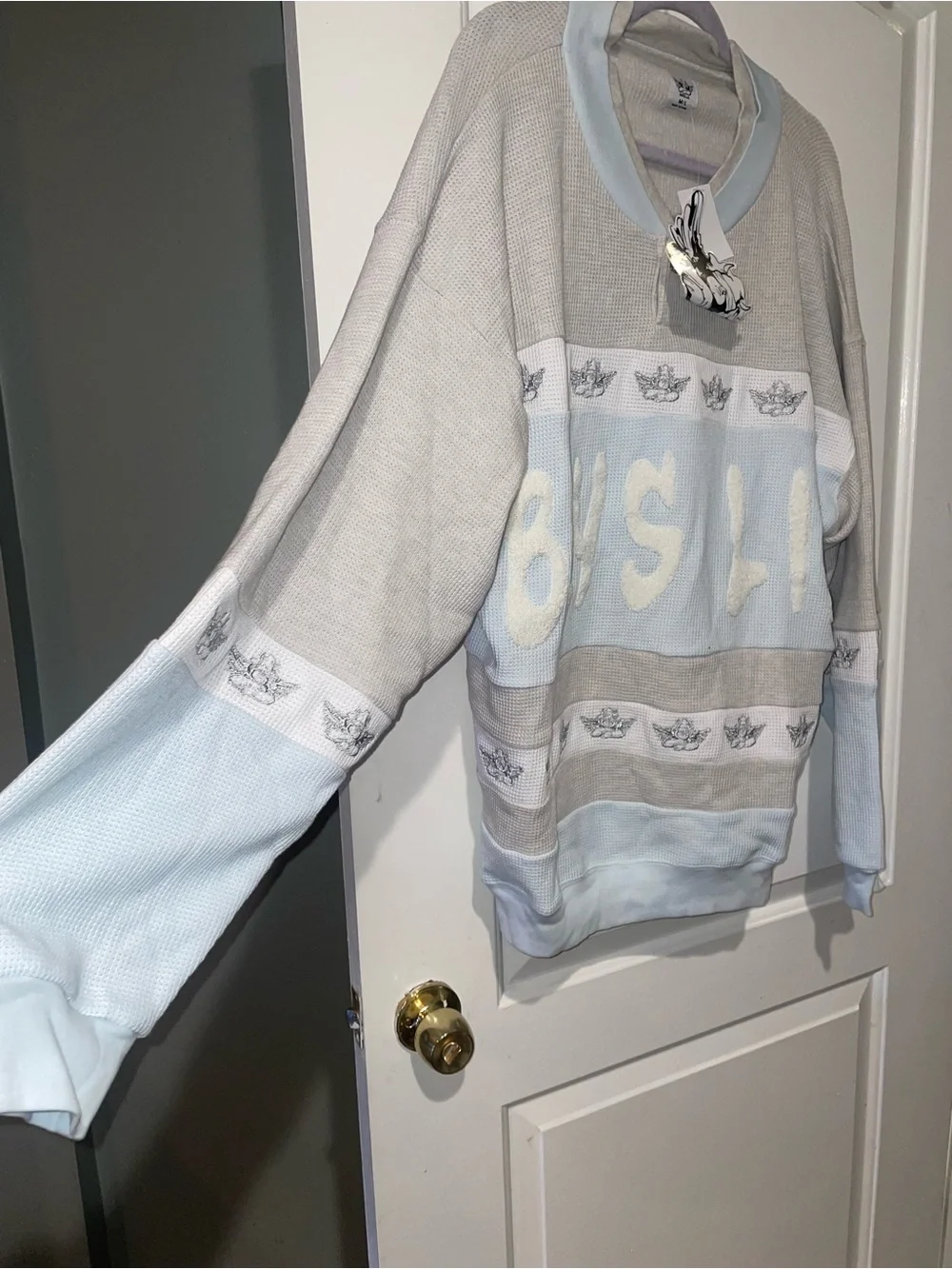 New! Boys Lie Blue Private School Rider Crewneck Thermal 🩵 M\L NWT!